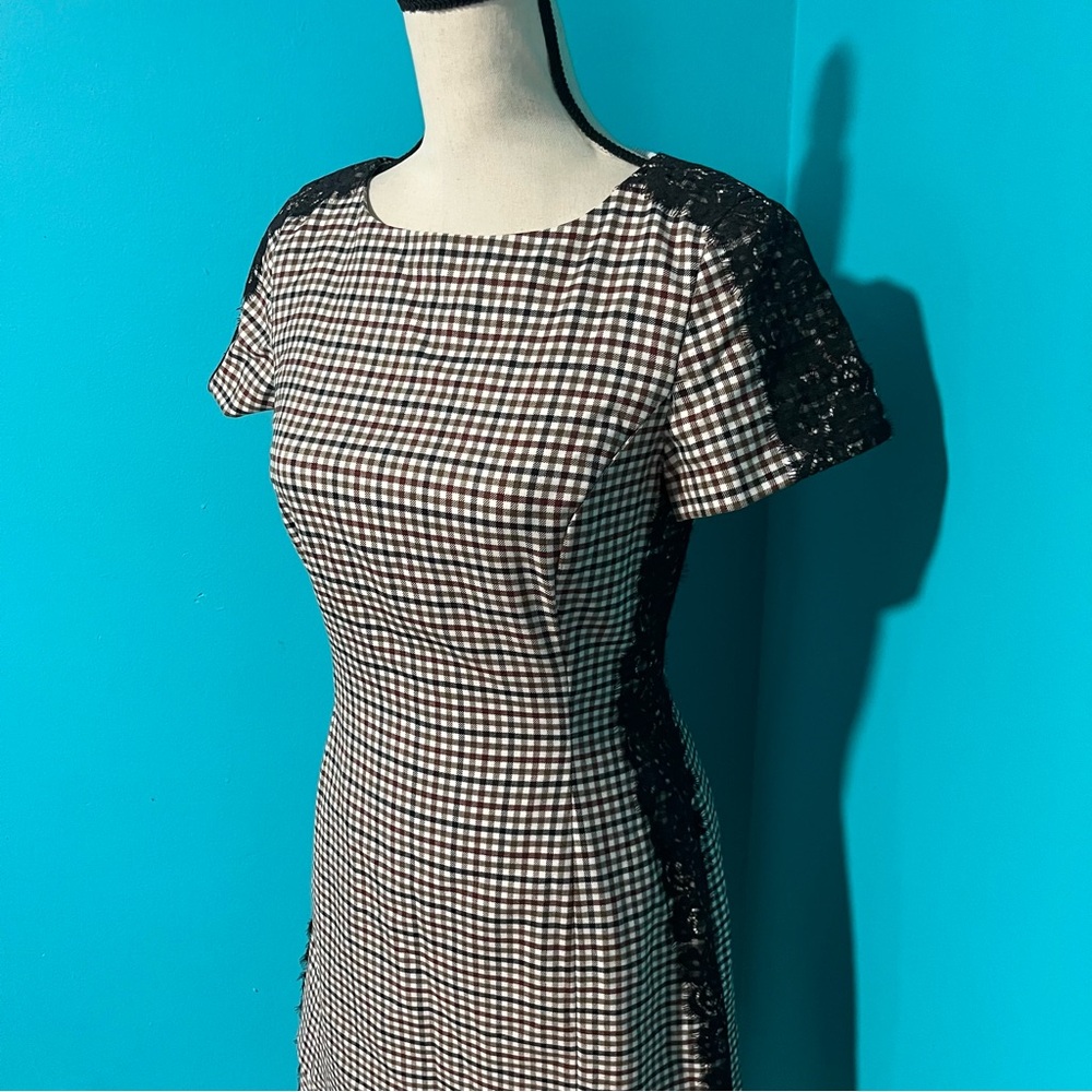 Brooks Brothers Red Fleece 2 Brown Black Plaid A-Line Short Sleeve Dress - Picture 5 of 7